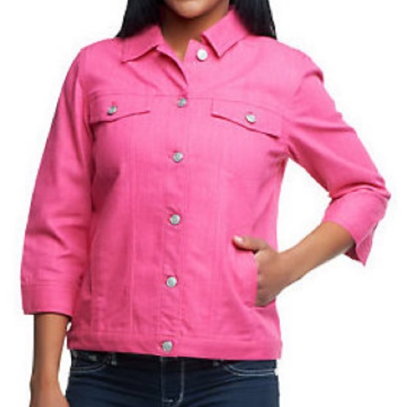 Denim & Co. 3/4 sleeve colored denim Jean jacket - Picture 2 of 9